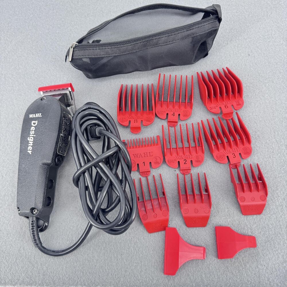Wahl Designer‎ Hair Clipper Model 8227 ST Corded 11W With Blade Guards Case Red